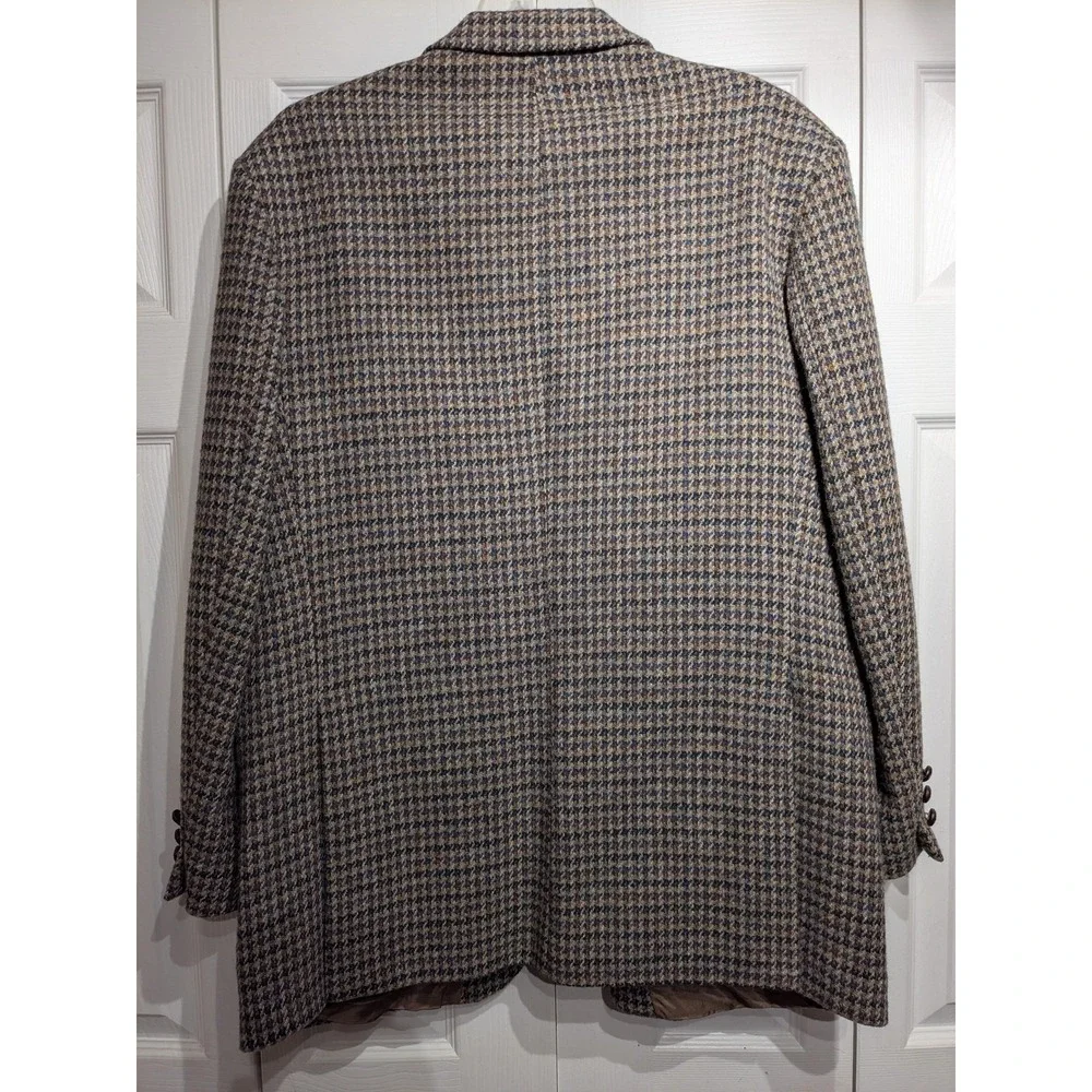 Anton Ferrare Castletex Harris Tweed Blazer Men 46L Houndstooth Wool Sport Coat